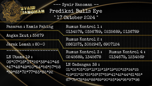 --- Syair Hanoman -- - Prediksi Bulls Eye