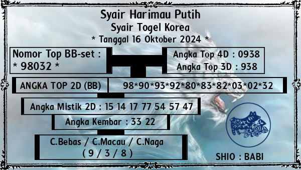 Syair Harimau Putih - Syair Togel Korea