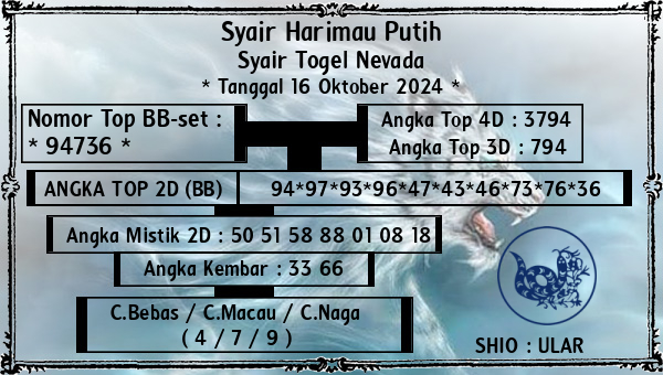 Syair Harimau Putih - Syair Togel Nevada