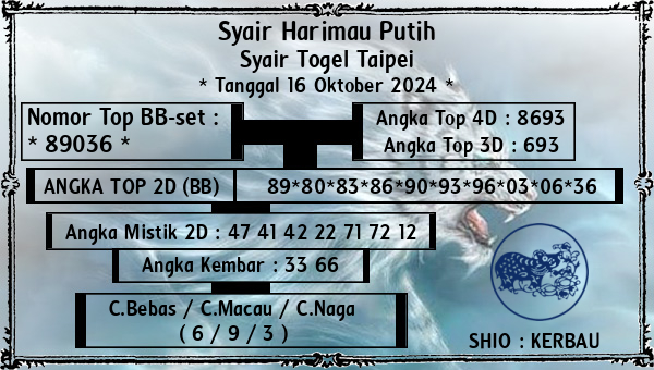 Syair Harimau Putih - Syair Togel Taipei