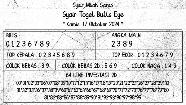 Syair Mbah Sarap - Syair Togel Bulls Eye