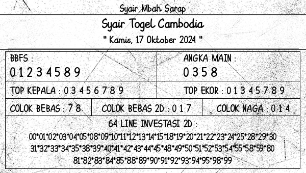 Syair Mbah Sarap - Syair Togel Cambodia