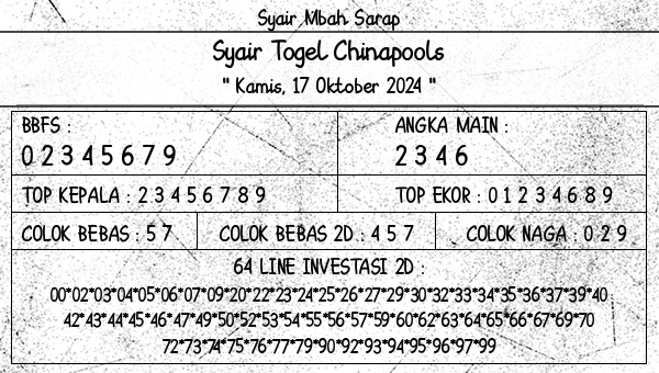 Syair Mbah Sarap - Syair Togel Chinapools