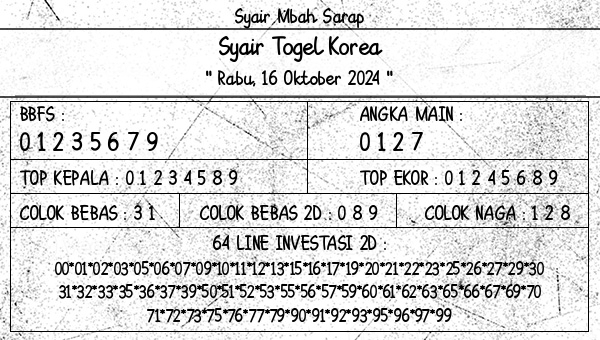 Syair Mbah Sarap - Syair Togel Korea