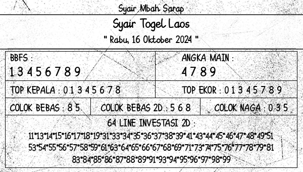 Syair Mbah Sarap - Syair Togel Laos