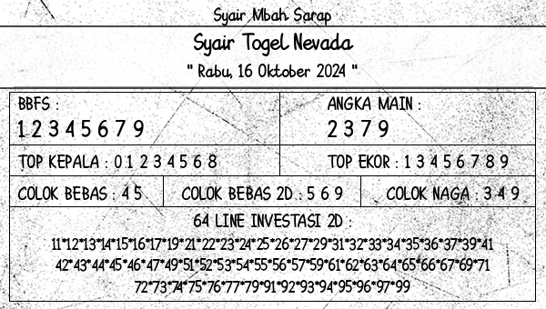 Syair Mbah Sarap - Syair Togel Nevada