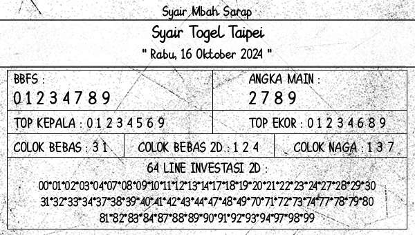 Syair Mbah Sarap - Syair Togel Taipei