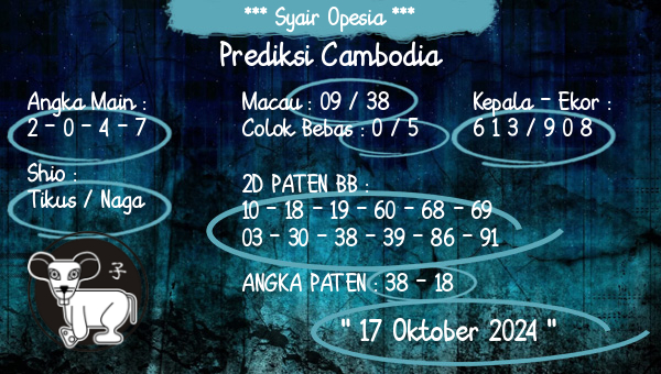 Syair Opesia - Prediksi Cambodia