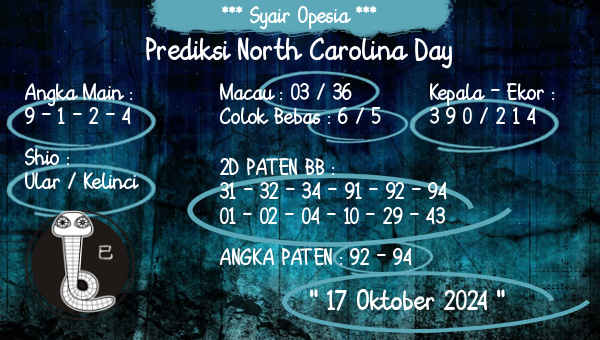 Syair Opesia - Prediksi North Carolina Day