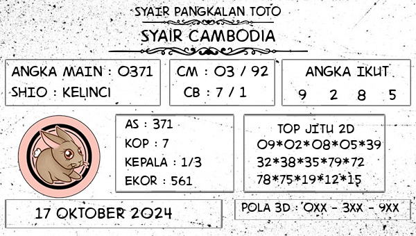 SYAIR PANGKALAN TOTO - Syair Cambodia